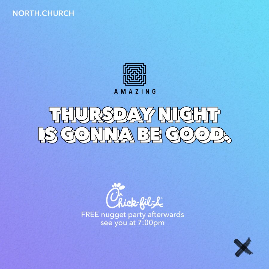 northKIDS's tweet photo. We are having church in OKC tonight at 7pm! With that Chick-fil-a Nugget Party afterwards...Yes, please and thank you Jesus! Final week of Amazing is gonna be 🔥🔥🔥🔥🔥#NORTHCHURCH #ncthursdaynight #OKC #OK https://t.co/iZ53a8qXOj