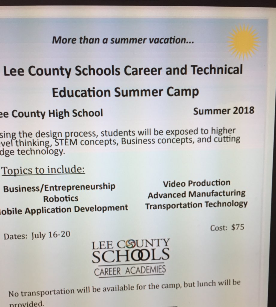LCSCTECAMP's tweet photo. LCS CTE Summer Camp July16-20, 2018 https://t.co/gQ1XrI9TKT
