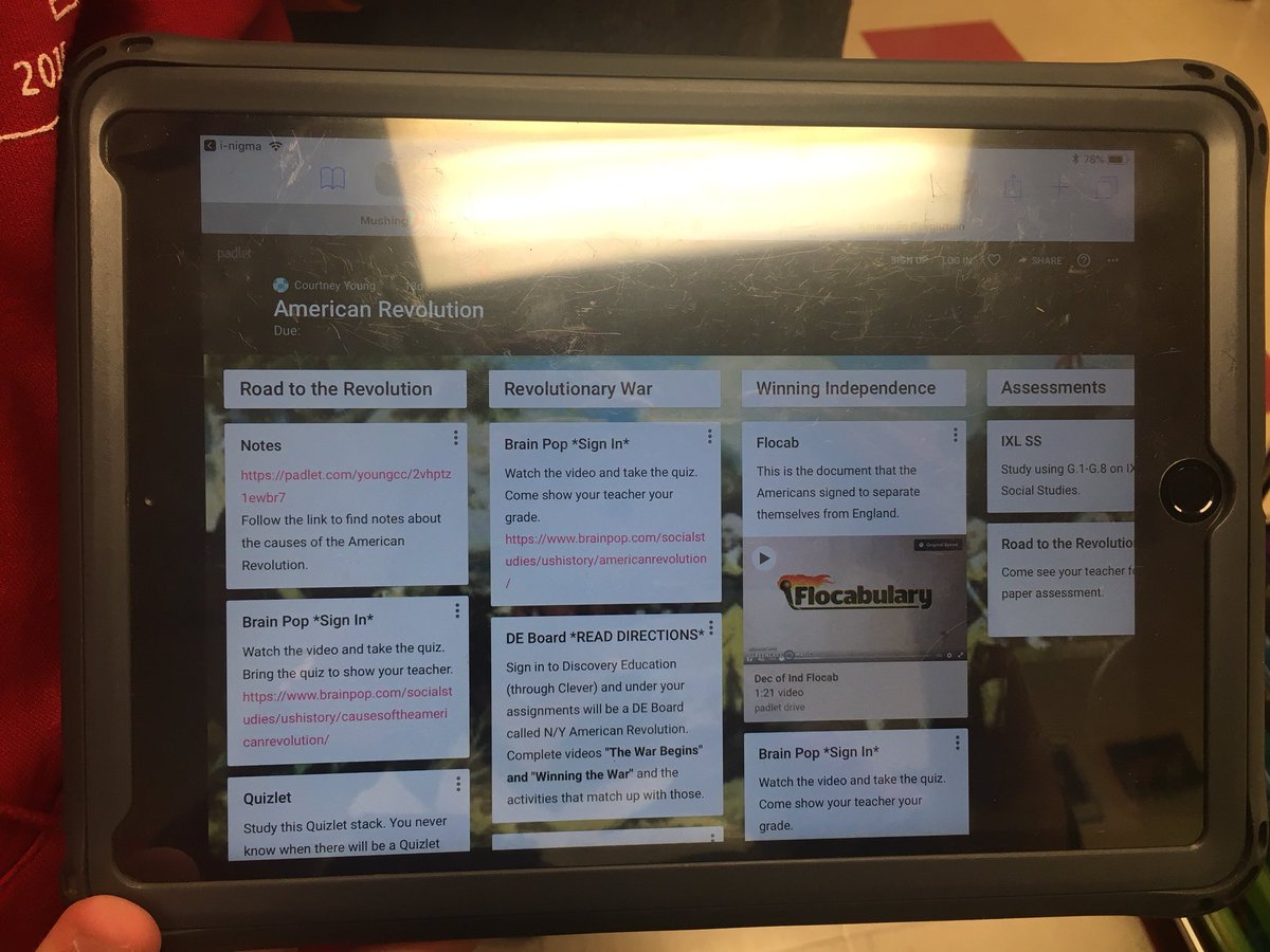 Our Padlet playlist has it all: DE, padlet digital notes, brain pop, Quizlet, videos, and more! #rssDLD <a href="/RSSMillbridge/">MBES</a>