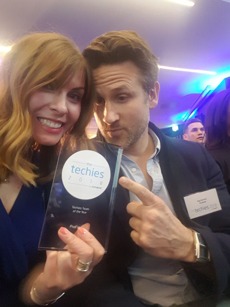 RogScottGorman's tweet image. So proud of team @ProFinda... we won the best tech team of the year at @techworldnews #TheTechies - up against @YodelOnline and @Ticketmaster #TechAwards #WorkforceOfTheFuture #ProFinda