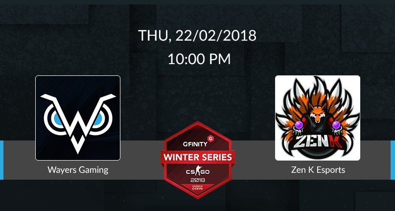 WayersGaming's tweet photo. [#eSports @cevo @Gfinity @ESEA ]

Dans quelques instants premier match de la soirée pour la Wayers vs Overwatch en ESEA OPEN, nos joueurs affronteront ensuite Zen k Esport en CEVO, bonne chance à eux !

#CSGO #leaguecup #GoWayers https://t.co/7xJTobc2Li