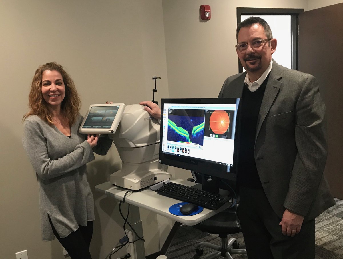 EMSeye's tweet photo. Dr. Michele Montalbano at Valley Vision Center in Geneva, IL was happy to receive her new Topcon Maestro 3D OCT along with training from our very own Dan Reberski! https://t.co/xtMOFpyZPE