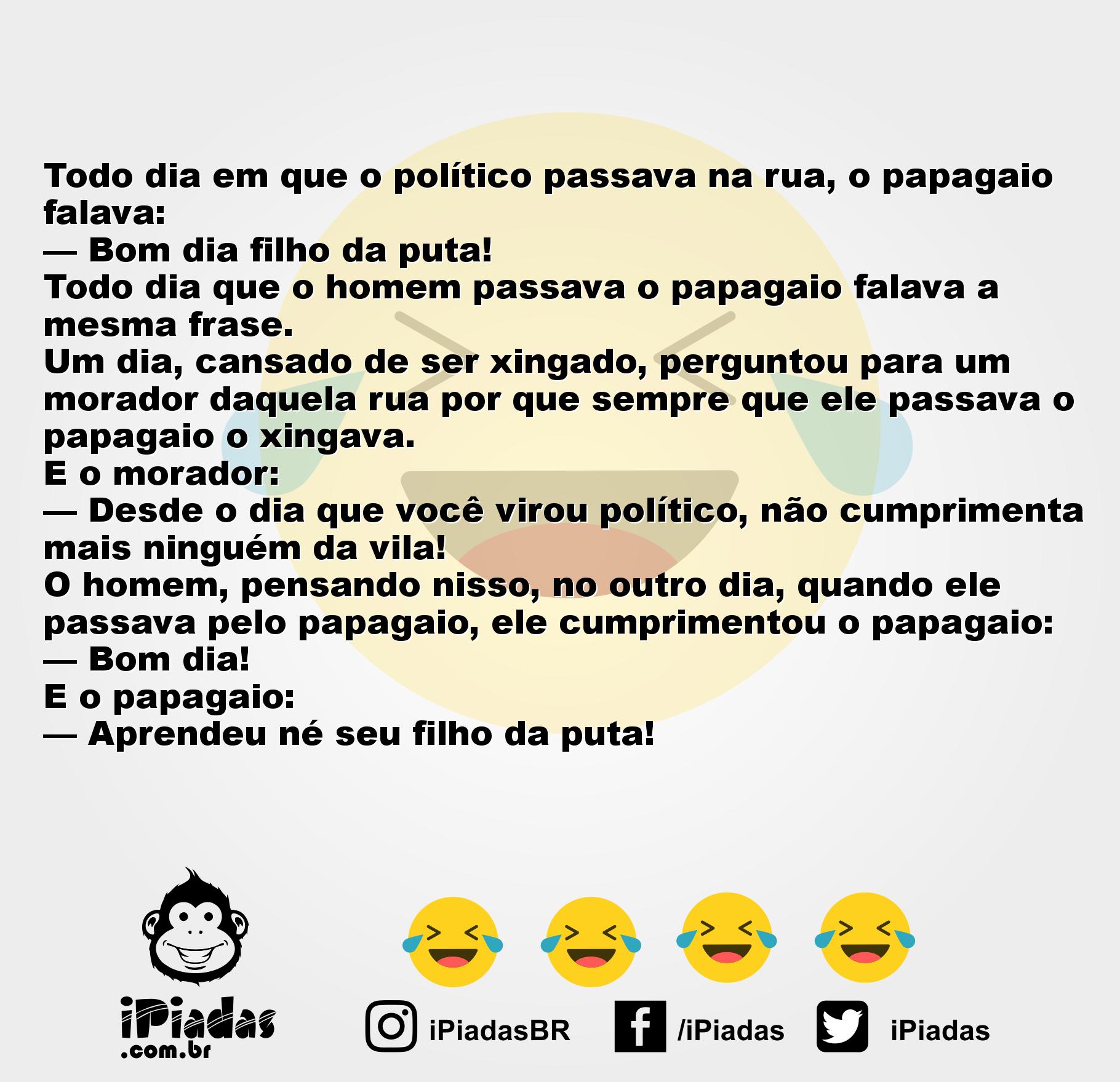 Piadas Engraçadas on Twitter: "O Papagaio e o Político #Piadas #Papagaios  Mais piadas em: https://t.co/Waa5K0iIBh https://t.co/z56HqgTZK0" / Twitter