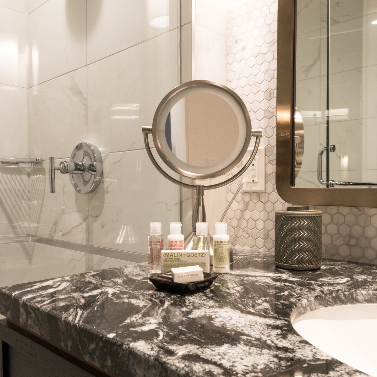 Keeping you looking your best! Our bathrooms feature all-natural <a href="/malinandgoetz/">Malin + Goetz</a>  products. #ItStartsHere