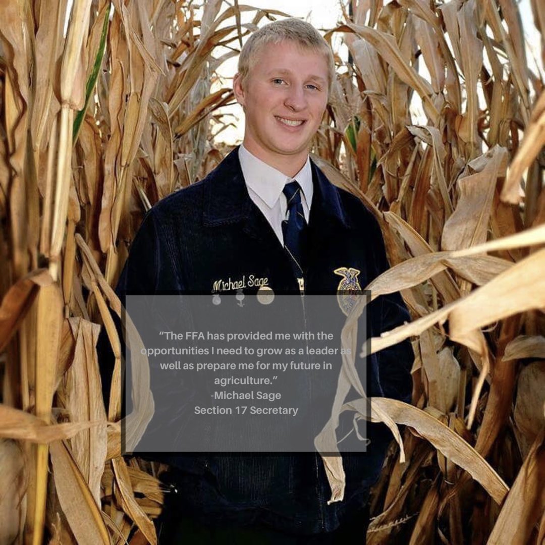 _section17FFA's tweet photo. Ever wonder what FFA means to other people? Here’s Michael Sage, our Section Secretary from the @stjoeogdenffa , on what FFA means to him. #ilffaweek18 #bebold #gothedistance https://t.co/erTrwTTEsk