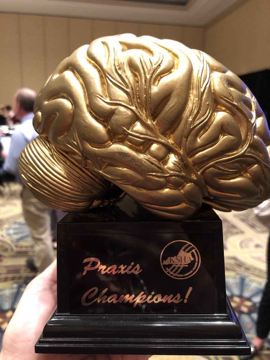 EKU_CSD's tweet photo. Congratulations to the #EKUSLP team that WON the Praxis Bowl at #KSHAcon18 ! #thegoldenbrain #EKU #EKUPrograms #champions https://t.co/jdIdBFj6rX