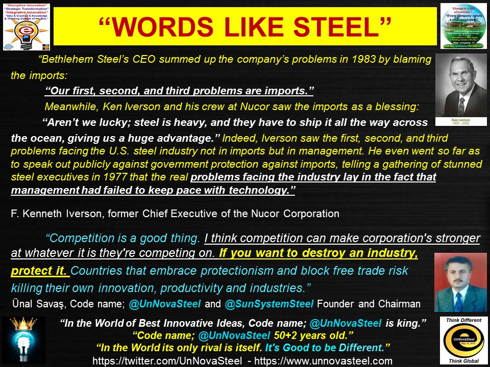 UnNovaSteel's tweet photo. @plattsmetals @SunSystemSteel @worldsteel @C_Rich81 "It will not be a good thing for #US. #steelindustry and #consumers if @realDonaldTrump decides to adopt #protectionism. #Competition is always a good thing. It forces us to do our best." - #UnNovaSteel
@POTUS @WhiteHouse #Section232 #SteelMaker #SteelNews #SteelDumping #Steel https://t.co/FXDH3553rc