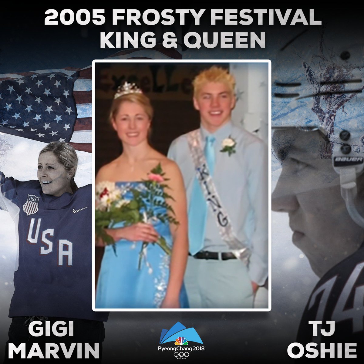 NBCSportsHockey's tweet photo. Who would've thought the 2005 Frosty Festival King &amp; Queen would go on to score some of the biggest goals in @TeamUSA Olympic History?!? 

#WinterOlympics https://t.co/tsbyt6aGet