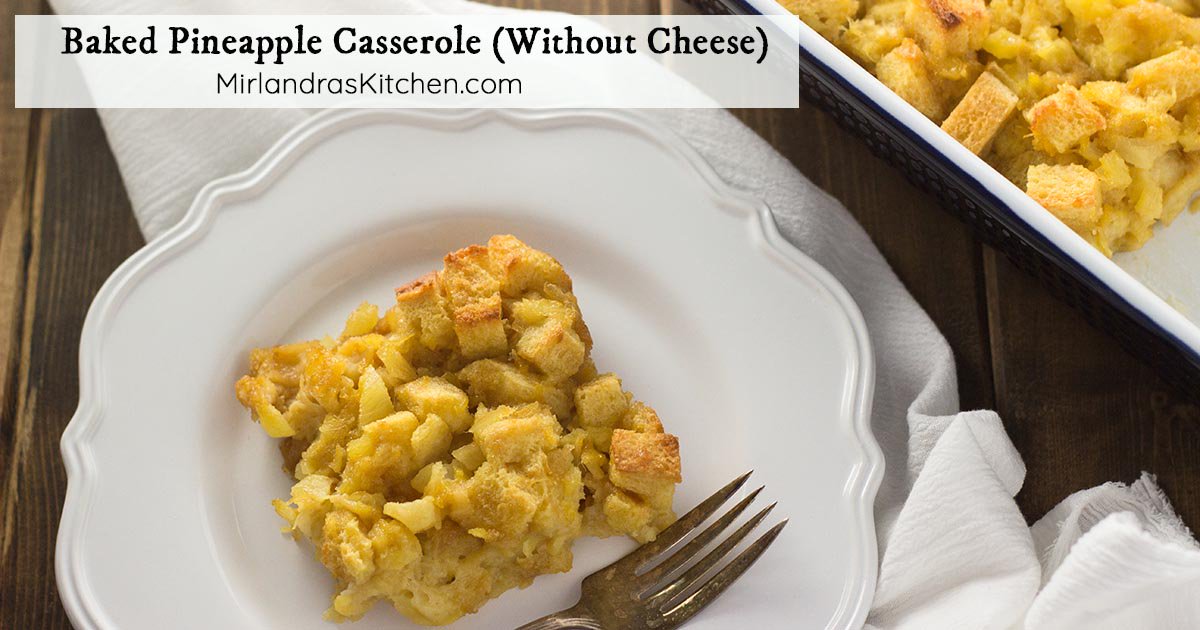 Mirlandra's tweet photo. This Baked Pineapple Casserole is a Southern classic that makes you think of a really good French toast casserole with fruit and brown sugar. It is usually served as a side dish with ham (which is amazing) but can also be made for breakfast. #Easter https://t.co/bXWW8YE6vn https://t.co/wsumELyoWI