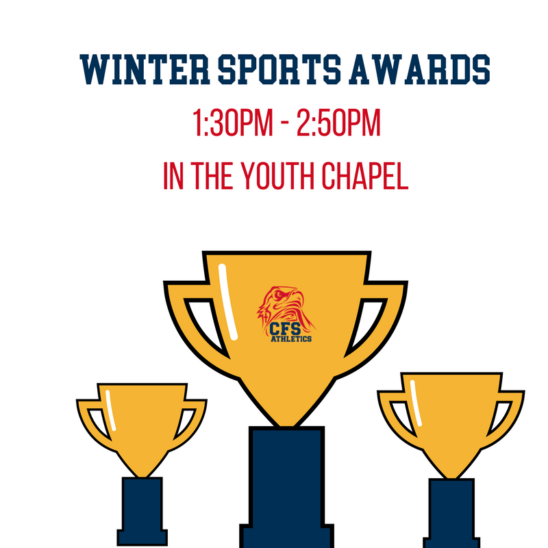 CFS_Eagles's tweet photo. Winter Sports Awards - JH &amp; HS 1:30pm Youth Chapel #cfsathletics #cfseagles https://t.co/GmRNdzcG8K