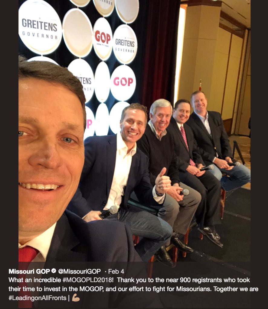 s_webber's tweet photo. Everything about @EricGreitens – his dark money, his lies, his scandals, his crimes – has been a stain on Missouri. Through it all, the Republican Establishment has stood by him. Change can’t come soon enough. #MOGov #MOLeg https://t.co/tmc3LleuKF