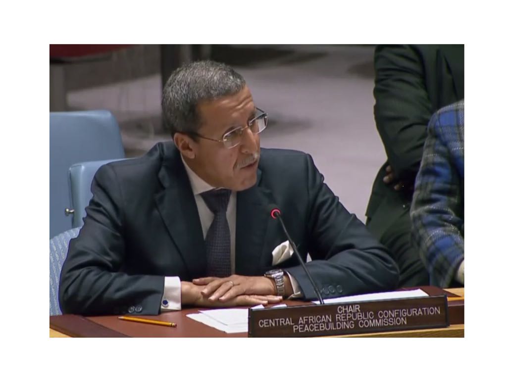 Morocco_UN's tweet image. #OmarHilale, Chair of #CARConfiguration of #peacebuilding Commission, at the #UN #SecurityCouncil: "#CentralAfricanRrepublic is at a critical juncture, and the #Government needs to be supported" @MarocDiplomatie @MAP_Information