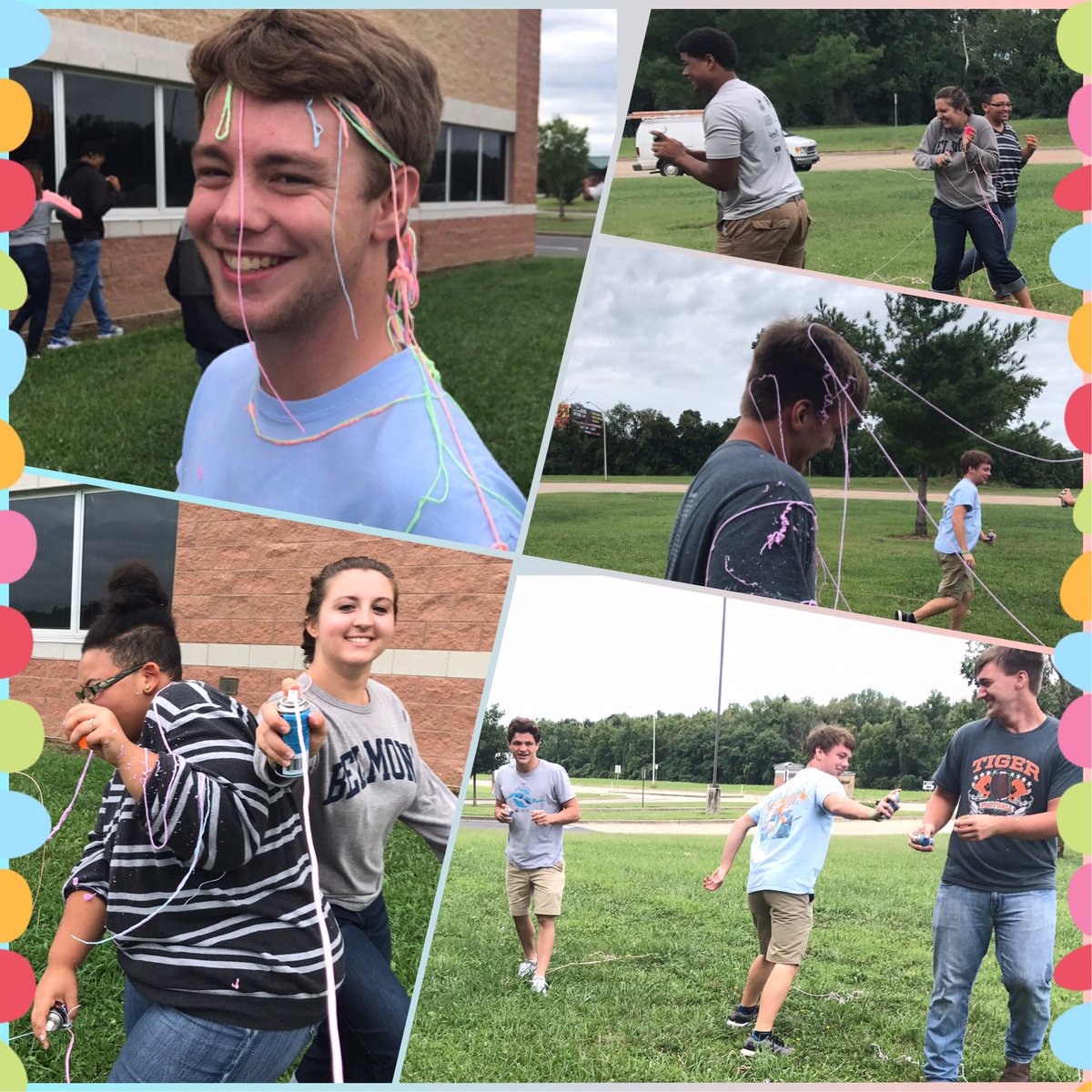 ChoateNotes's tweet photo. A4: Fun times in advisory with silly string! #FrankEdChat https://t.co/TQsCcnMdJQ