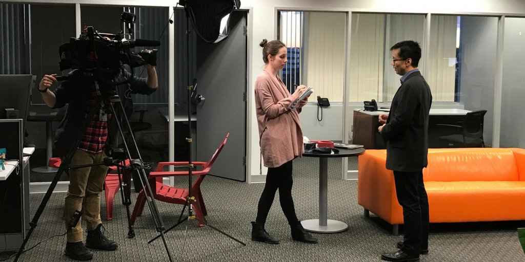 IntersetAI's tweet photo. Behind the scenes: Interset CTO @eeksock is ready to chat about how we're catching bad guys with math on @CBCTheNational tonight at 9pm EST! Make sure to tune in! #behindthescenes #cybersecurity #bigdata #securityanalytics #Ottawa #CanadaNews https://t.co/Xexh0AAEPm