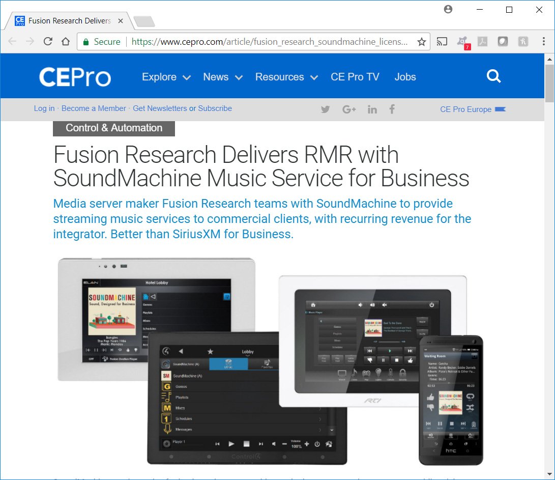 Coverage of our latest service addition to Fusion, the commercially licensed music service SoundMachine!  tinyurl.com/y85osjpa