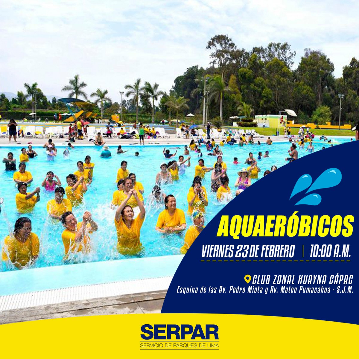 limaserpar's tweet photo. ✔️Empieza el fin de semana con una sesión de #Aquaeróbicos imperdible en el #ClubZonal Huayna Cápac.🤽‍♂️🤽‍♀️
🕐Horario: A partir de las 10:00 a.m. https://t.co/n2I6yHwLwo
