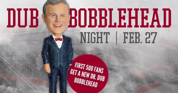 uubuster's tweet photo. Next Tuesday is tournament time!!! First 250 students get in free, (after that $3 a ticket) and the first 500 fans through the door get a bobble head that looks like our fav President! #WeAreUU #bulldogs https://t.co/89NsMC9nTC