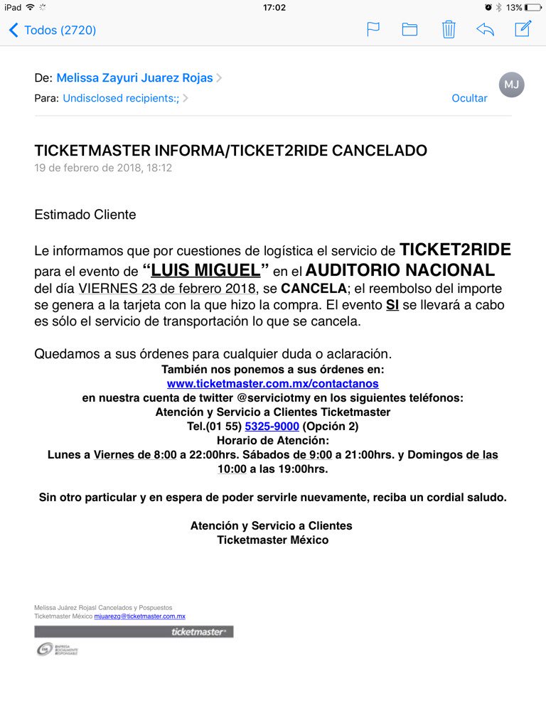 angiiemgc's tweet photo. @ServicioTM es cierto que se canceló el servicio de TicketToRide para el evento de LuisMiguel de mañana 23.02.18?g https://t.co/yHYRRoi3nV