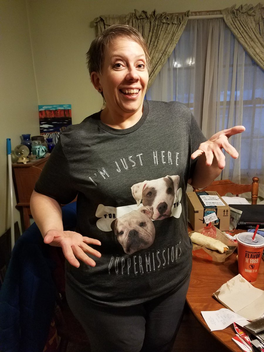 CMPepperP's tweet photo. @jessamynduke I love my #Puppermissions shirt! The real stars of the stream are adorable in shirt form too๐ https://t.co/XvYIqBnK1D