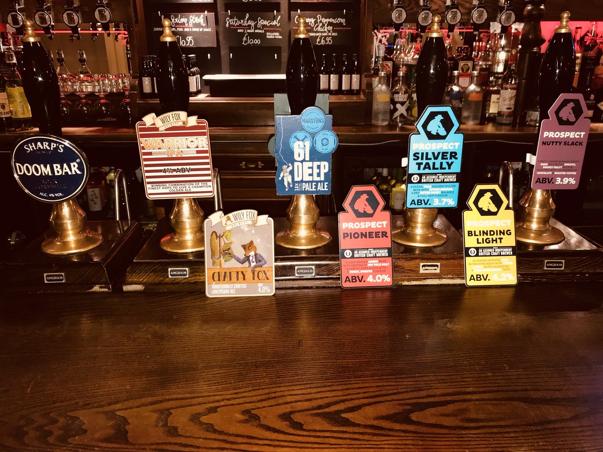 Cherries_Wigan's tweet photo. Otb Friday 23rd: @MarstonsBrewery #61deep @prospectbrewery #silvertally #nuttyslack In the cellar conditioning @WilyFoxBrewery #craftyfox #warrior @WiganCAMRA @LancashireAle @realaleupnorth https://t.co/7qsCf3l33s