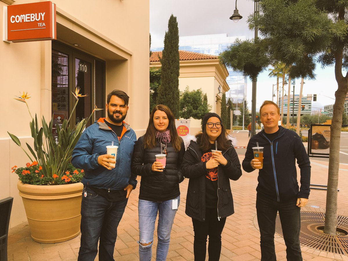 CodeJam2018's tweet photo. The Aussie contingent from @REA_Group ducks out for an energy boost ahead of the all important run into the final night of hacking #CodeJam2018 https://t.co/oppyA7IBND