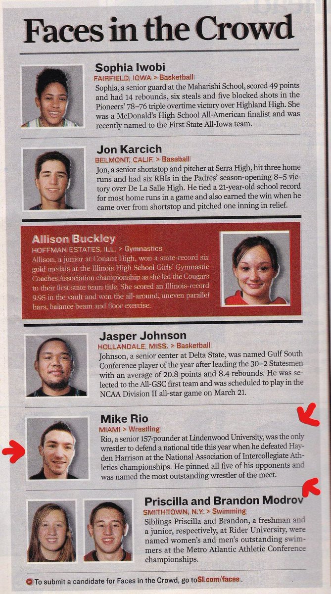 MikeRioMMA's tweet photo. #TBT when I was in #SportsIllustrated #FacesInTheCrowd section. 2005-2006 (I think) #Wrestling #LindenwoodUniversity #LindenwoodWrestling #LUwrestling  #SI https://t.co/c7AIVBMfx0