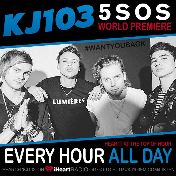 FritoOnTheRadio's tweet photo. You heard @JJRyanOnAir drop the @1027kj103 World Premiere of the new @5SOS song #WantYouBack and if you #WantItAgain, I have it for you every hour on the hour tonight!! #WantYouBackTODAY
HEAR IT ➡️ https://t.co/zHhBLwwVEP https://t.co/NvL2fMbcUd
