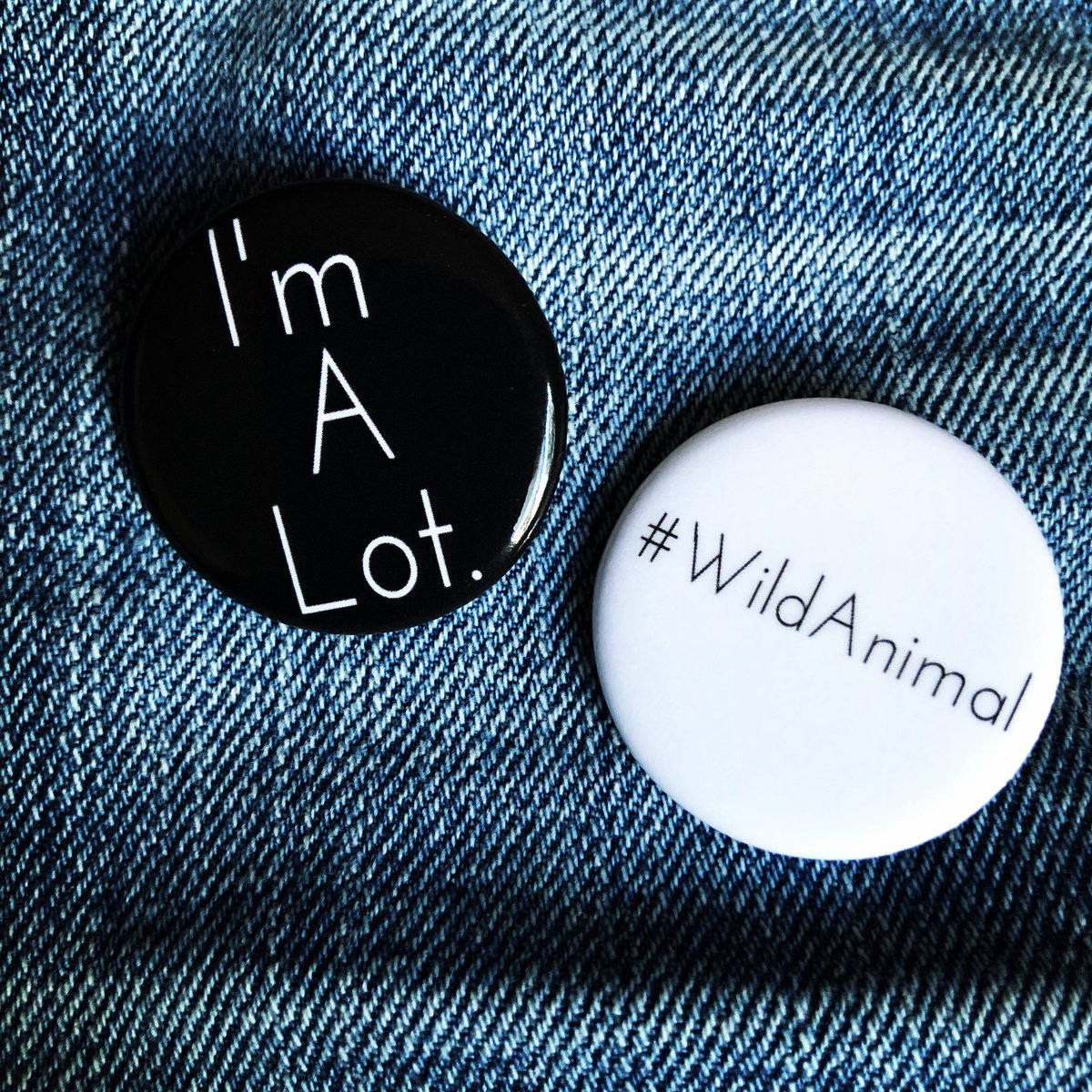 MelanieVesey's tweet photo. NEW MERCH! These two 1.5 inch pins speak for themselves. If you're “A lot,” then let the people know. You, #WildAnimal. Get yours at https://t.co/x05IDDDWq9 #ImAlot #TeamImAlot #Pins #Merch #MelanieVesey #Comedian #Actress #Filmmaker #Comedy #PinIt #ComedySpecial https://t.co/eCueeQQx28