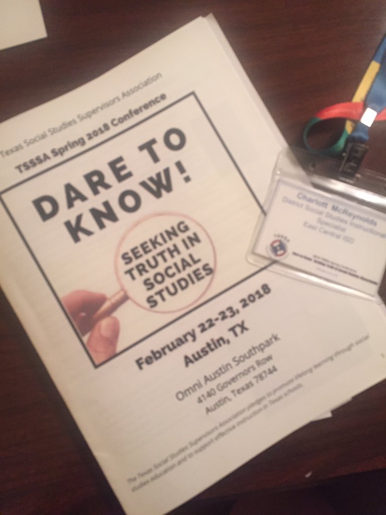 Great day of learning. Getting teachers and students excited about social studies. #TSSSASpring18