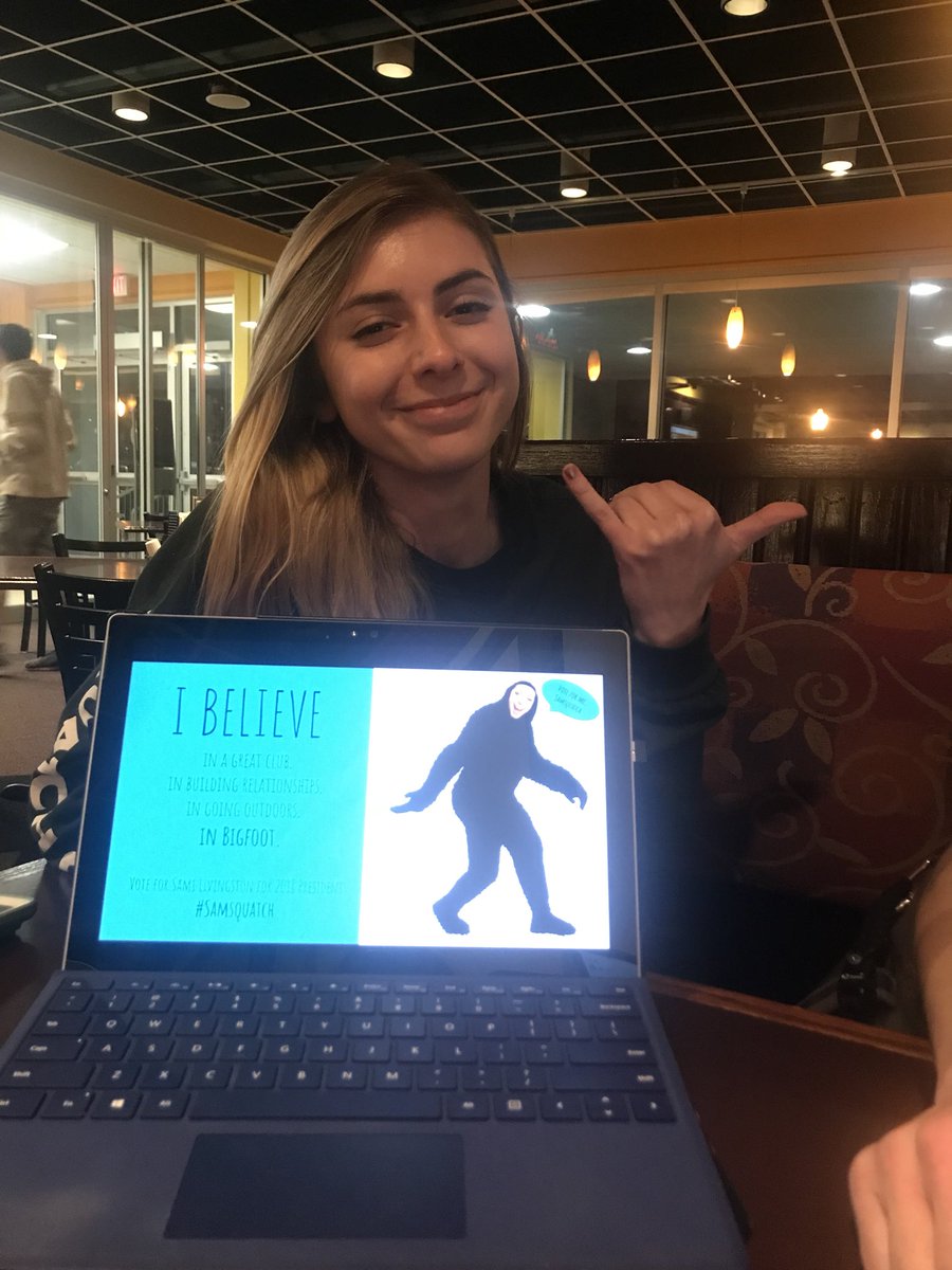 squatch_on's tweet photo. COMING TO YOU LIVE Sami Livingston is our next president for 2018-2019 school year!!! #samsquatch https://t.co/fSu3eeKbts