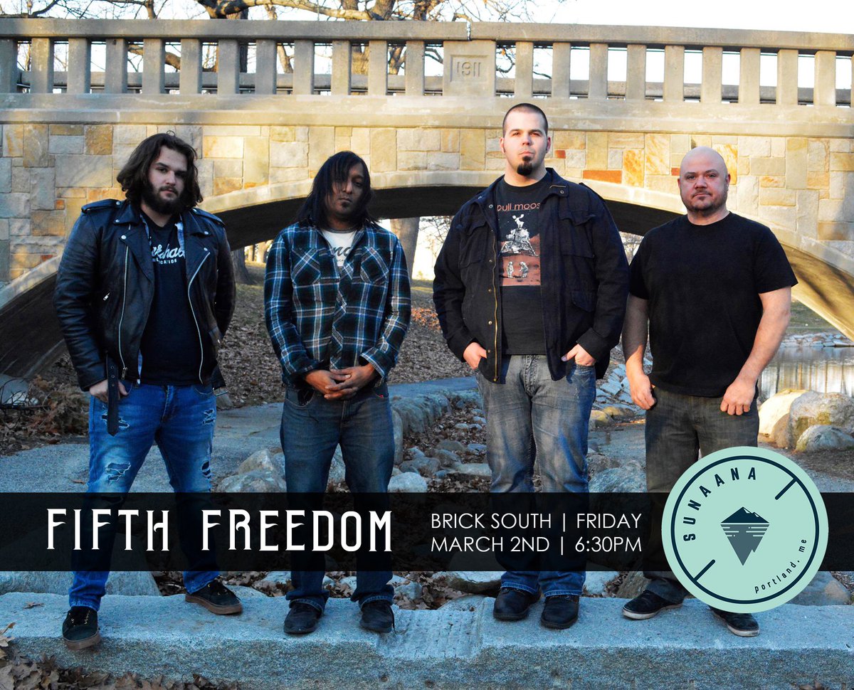FifthFreedomFTR's tweet photo. Fifth Freedom is kicking of @whatissunaana on March 2nd at @bricksouthmaine on @ThompsonsPoint 6:30PM Tix at https://t.co/sEuT0HbENC https://t.co/vZUh9zQNpA
