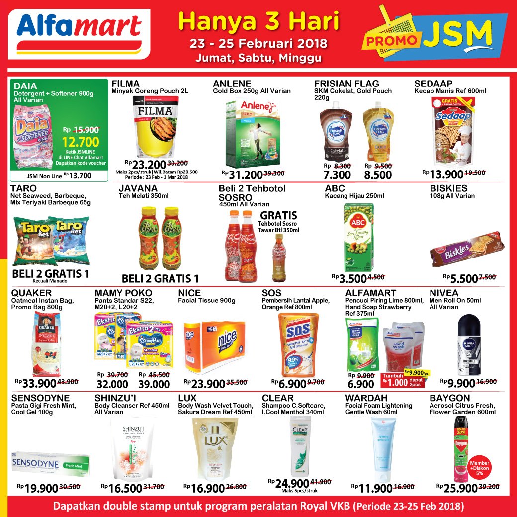 alfamart's tweet photo. Weekend telah tiba! Waktunya belanja promo JSM Alfamart yang serba murah dan serba GRATIS! Tunggu apa lagi? Ayo buruan ke Alfamart sekarang! https://t.co/vj0PVbXavT