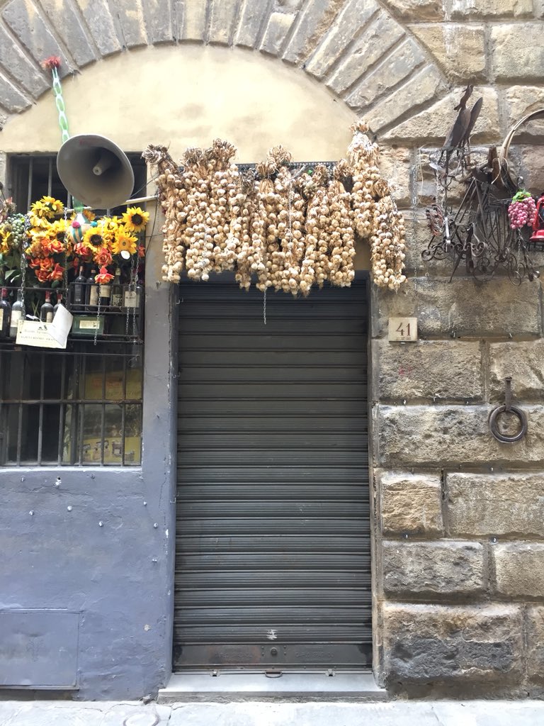 OvenTiff's tweet photo. Garlic decorated storefront in Florence! I can’t wait to try this at home! #garlic #italy #beautiful #herbs #spices #flowers #florence #culture #food #foodie #travel #natural #organic #holistic #wholesome #vegan #vegetarian #italy #tuscany #firenze #eatlocal #earth #culture #love https://t.co/P6wSExcKo5