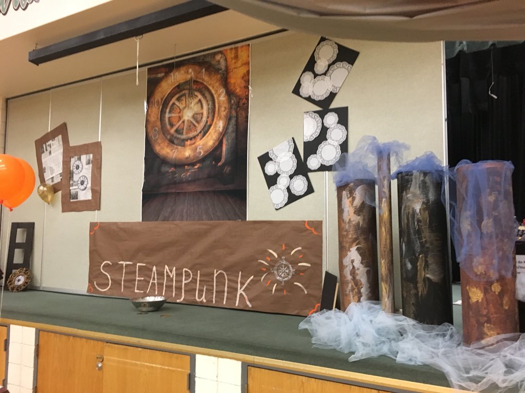 Bobbielongshot's tweet photo. The Steampunk Art Show is underway tonight at Martinez Elementary.  Come join us from 6:00-8:30 @Martinez_CSSD11 @CSSD11 https://t.co/WKFCLqmNyk
