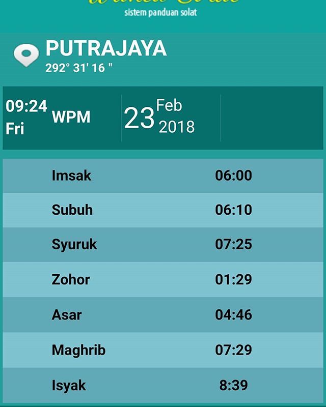 Waktu Solat Selangor Gombak : Imsak 05:47 am, subuh 05:57 am.