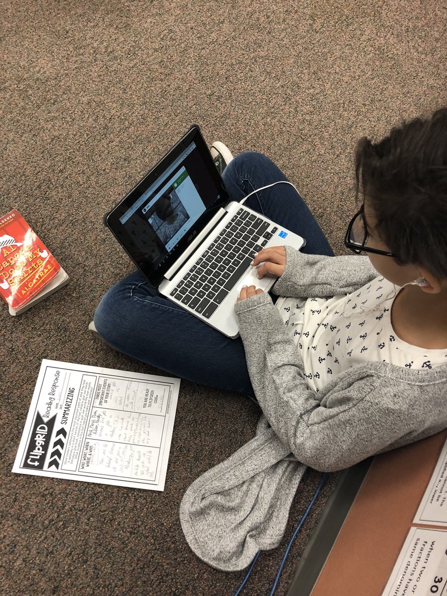 KGainerteacher's tweet photo. Working on @Flipgrid responses to guided reading novels! #cdsdchat #blendedlearning #edtech #learnered #BoldSchool #flipgrid #technology #fifthgrade https://t.co/zsnk13wqPP