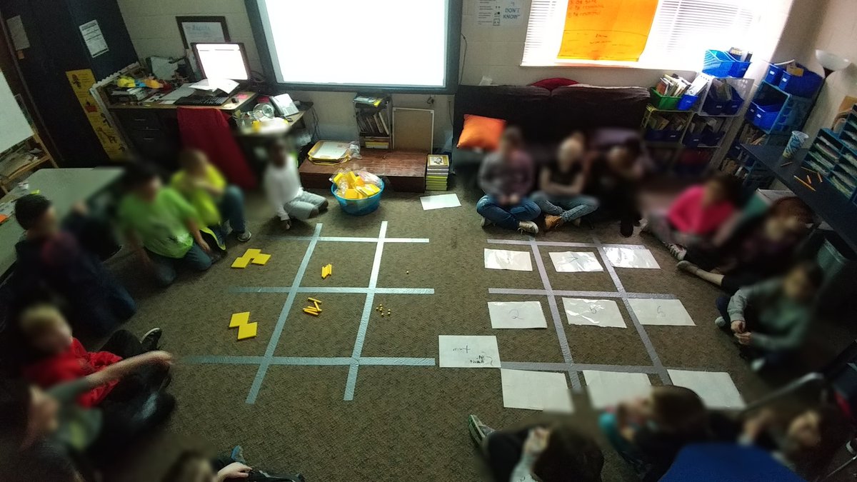 flutterteach's tweet photo. Teams, base ten blocks vs. digits, in depth Ss conversations about research! Can I please just get rid of desks and tables and have large learning happening all the time? I love how they want to be with the information! #STEsucceed https://t.co/zaAJ3vPjtL