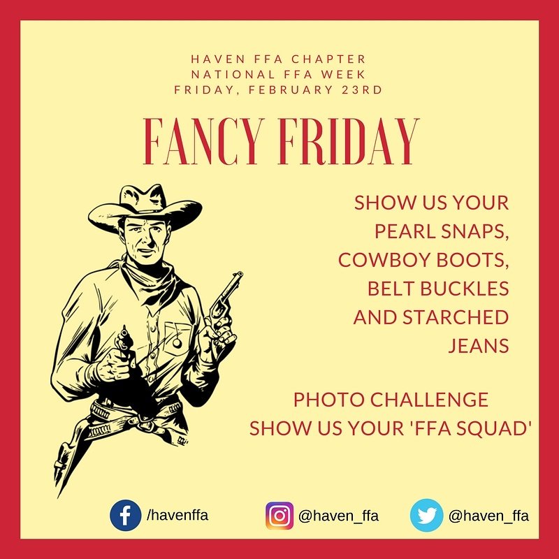 haven_ffa's tweet image. Let's try this again!  Day 5: Fancy Friday!  Membership lunch and learn during 4th hour!  Tag @haven_ffa with your 'Squad Photos'!