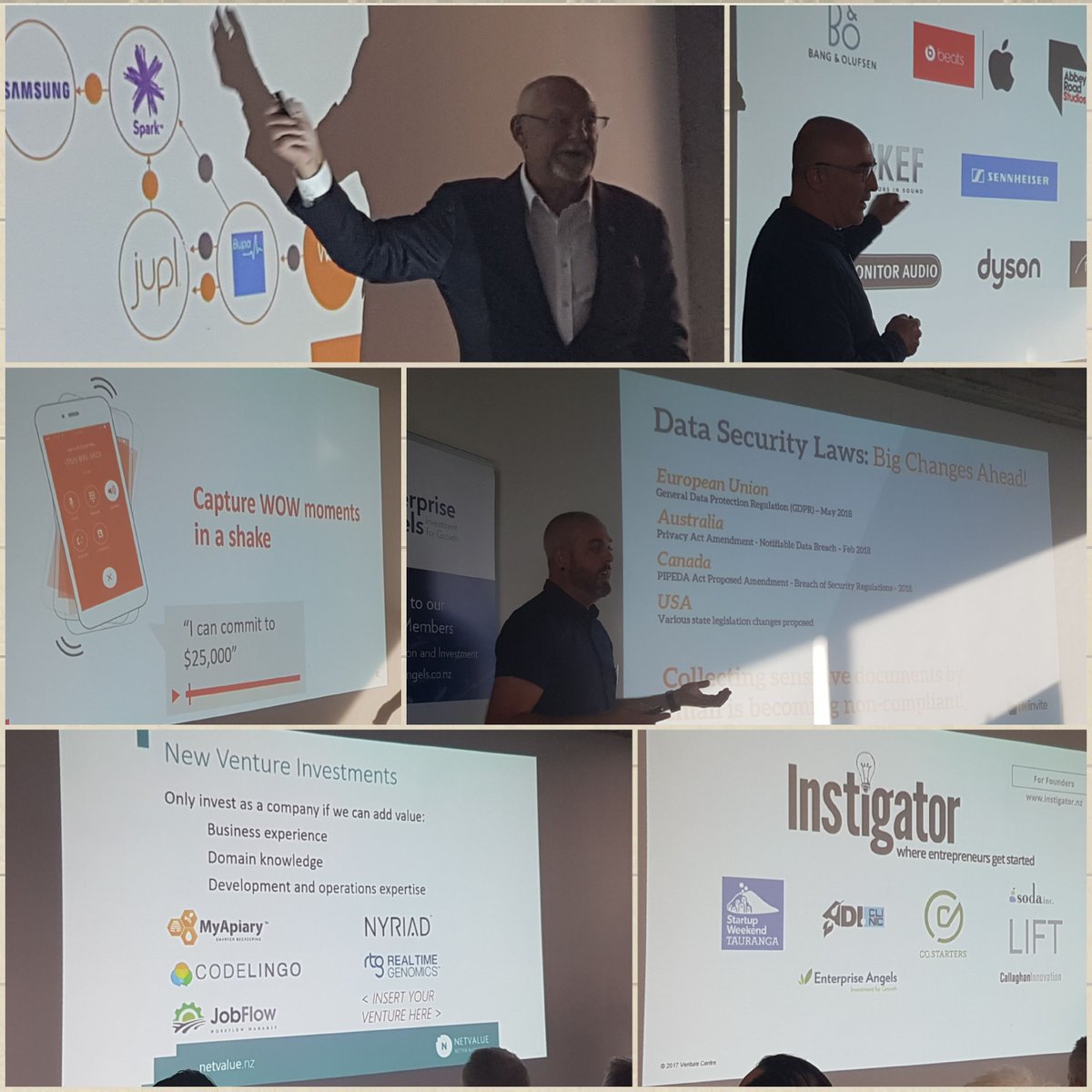 4 exciting investment opportunities at recent pitch night: @VigilMonitoring (Jupl-pitched by Sir Ray Avery), <a href="/SpokePhone/">Spoke Phone</a>, Wing Acoustics &amp; <a href="/fileinvite/">fileinvite</a>. Thanks to our hosts at <a href="/NetValue_Ltd/">NetValue</a> for making the event so successful! Which company do you like best? #investNZ <a href="/AngelEquity/">AngelEquity</a>