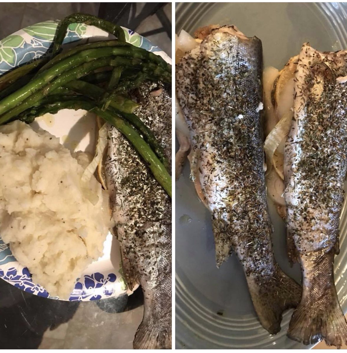 RealJesseDalton's tweet photo. @GordonRamsay Check our the trout my friend caught in the local stream and cooked up. Any descriptive comments on this one? https://t.co/Z0ouJERK97