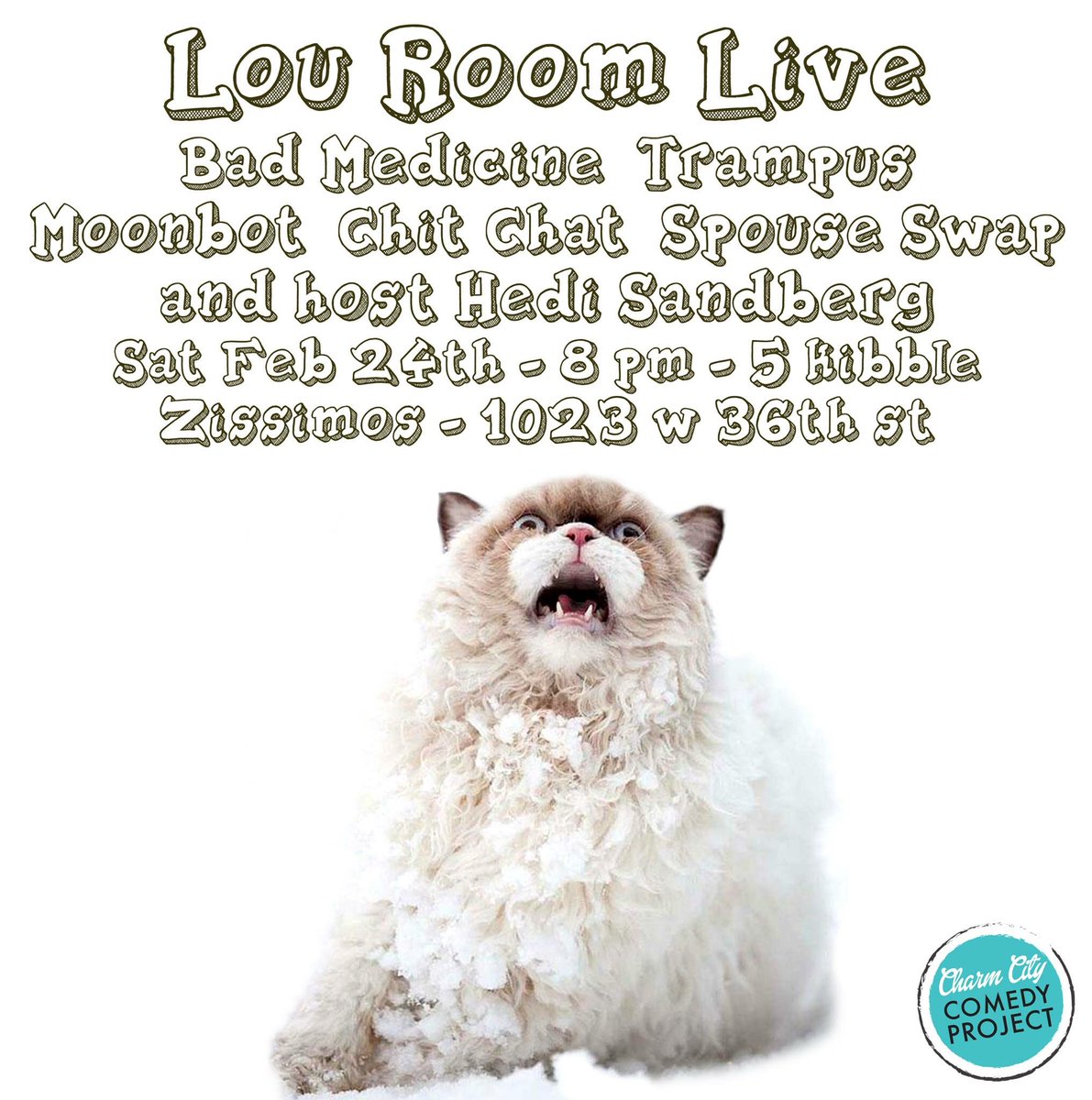 charmcitycomedy's tweet photo. We're getting crazy this Saturday at 8! Come howl at the moon with us! https://t.co/7LM4CakY2H
