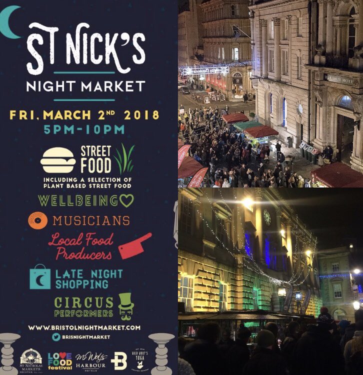 <a href="/brisnightmarket/">stnicksnightmarket</a> is back #streetfood #bristol 5 mins from #finzelsreach and <a href="/BFR_PI/">BFR Premier Inn</a> bristolnightmarket.com