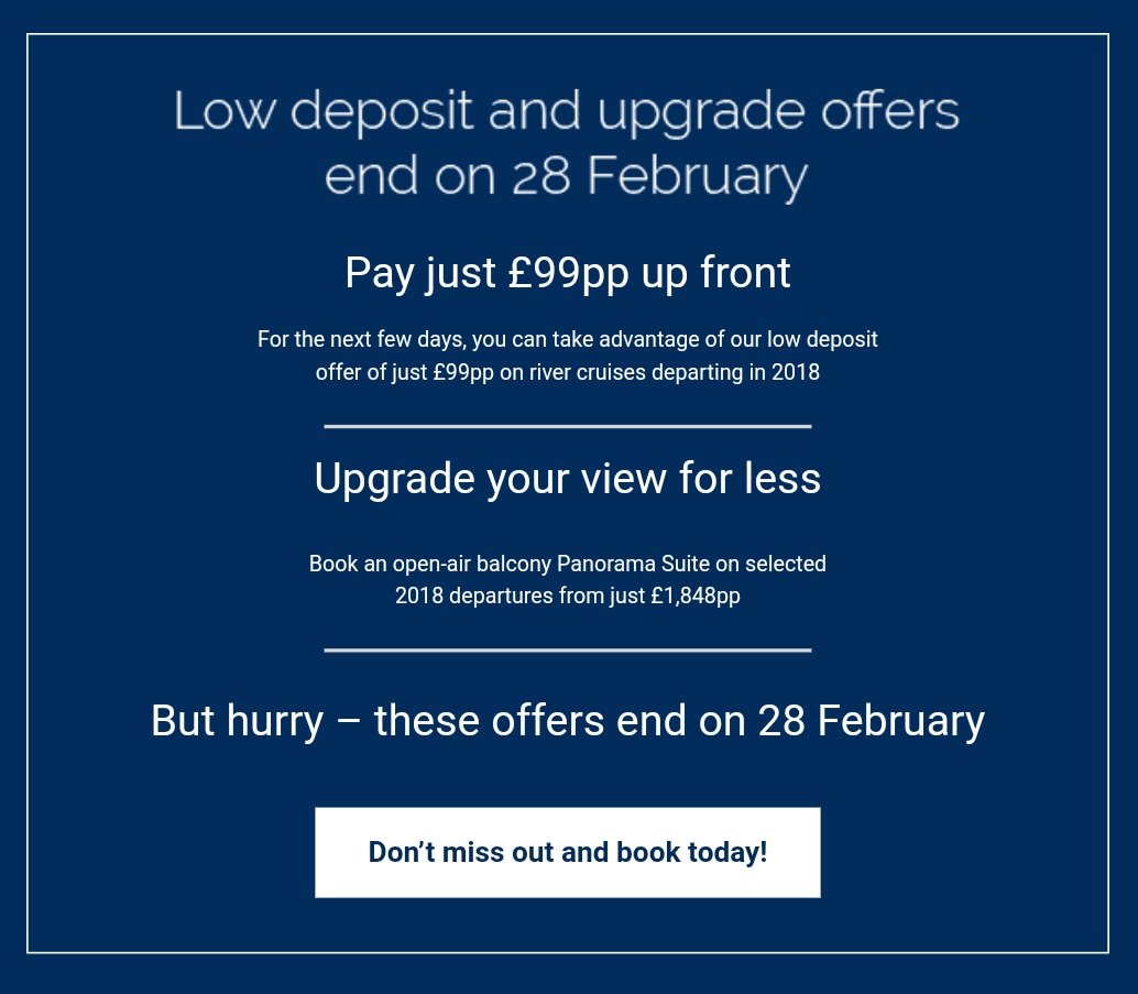 AvalonTradeUK's tweet image. Our special offers are about to end... don&apos;t let these deals sail by... book by 28th February. #rivercruise #rivercruiseoffers #upgradeforless
