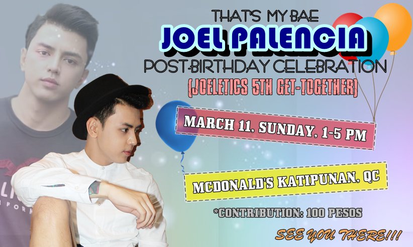 JOELetics's tweet image. Come and join us as we celebrate TMB Joel's birthday on March 11, 2018. This is your chance to bond with our bae and Joeletics family!! 😍 Send us a dm if you're interested to join! See you there! 😊