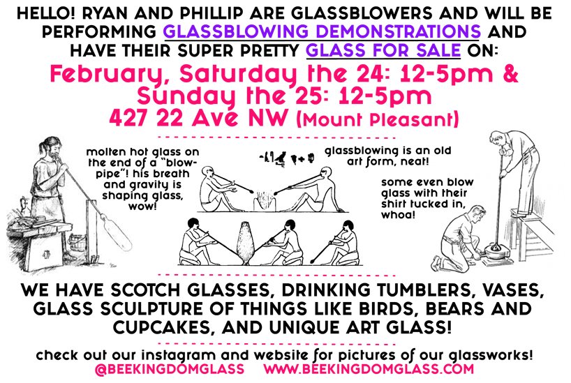BeeKingdomGlass's tweet photo. Fire+Sweat+Men+Molten glass = Glassblowing demonstrations at Bee Kingdom this weekend! We even have some very Canadian scotch glasses for sale! https://t.co/BwT6fnGEqz 
#yycarts #yyc @calgaryculture #canadianart #glassblowing https://t.co/2zIEQYQsEu