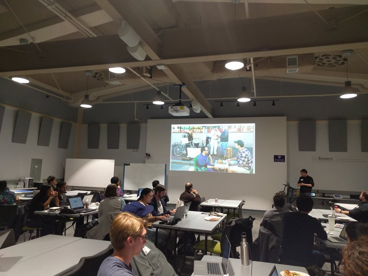 OpenSourceSJ's tweet photo. @nickkauf - co captain of Code for Maine, shares the cool #civicmaking projects #library #popuppark #cfabrigade https://t.co/IgazDNe5w1
