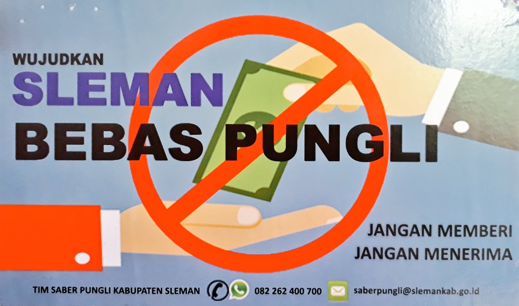 Wujudkan Sleman Bebas Pungli 👍
Semoga bukan "hanya stiker" saja.

Cc <a href="/kabarsleman/">Pemkab Sleman</a>
#Sleman #SlemanBebasPungli #BebasPungli