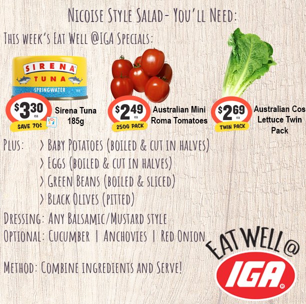A healthy tuna salad inspired by lent and this weeks healthy specials selected by the <a href="/EatWellatIGA/">Eat Well @ IGA</a> team 🛒🥗 #eatwellatIGA #healthysupermarket