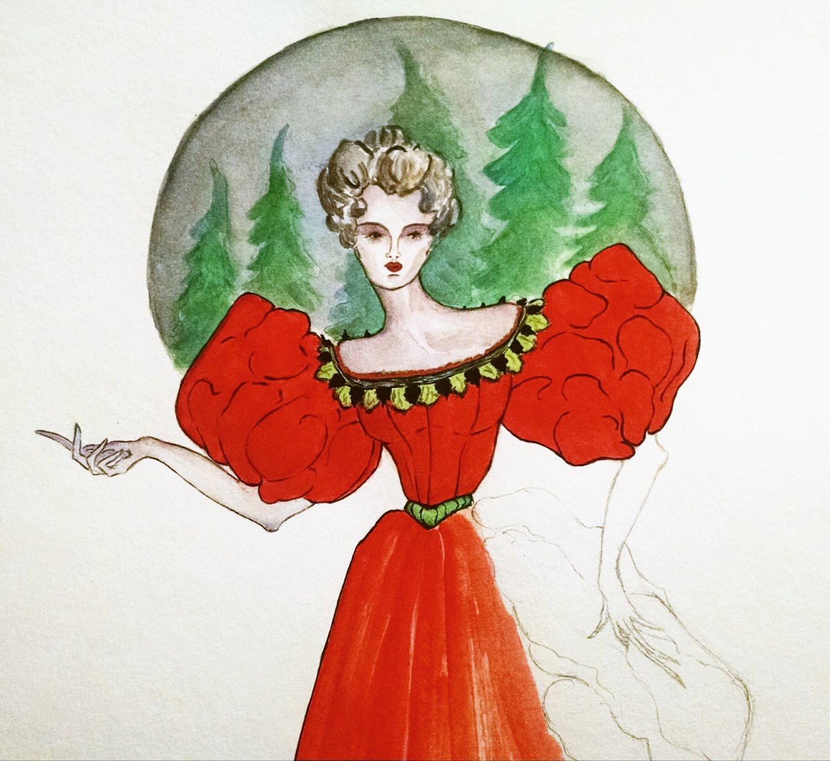samjgreen88's tweet photo. Current WIP #Illustrate #Illustration #Art #Edwardian #Holiday #Christmas #Yule #Fancy #Costume #watercolors #pencil #Illustrator #artist #puffedsleeves #legomutton #wip #workinprogress #gibsongirl #happychristmas #happyholidays #merrychristmas #winter #gouache https://t.co/qNDLRFQRyn
