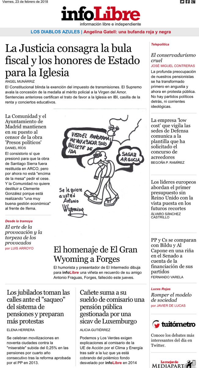 _infoLibre's tweet photo. ¡Buenos días y #FelizViernes! Estos son los temas que llevamos en nuestra portada de hoy en https://t.co/hqLtKjEfTr https://t.co/7S63aN7NqY